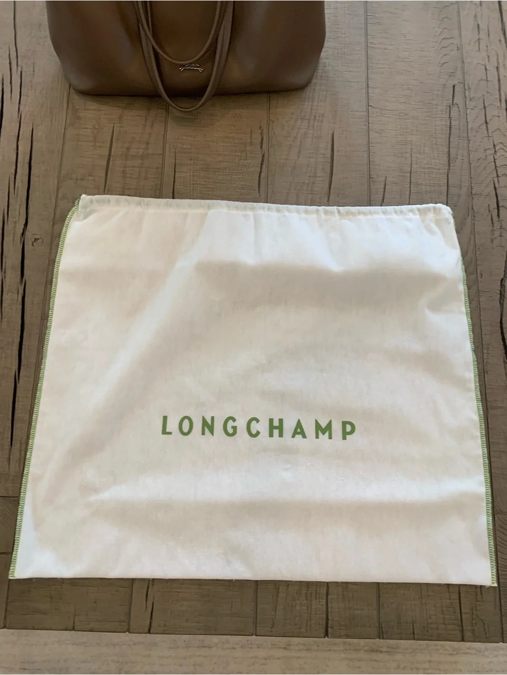 Longchamp Paris Leather Zip Tote Medium Taupe (015) Bag w/ Dust Bag EUC